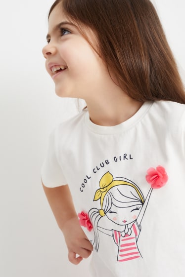 Niños - Pack de 2 - animadora - camisetas de manga corta - blanco
