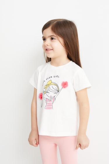 Niños - Pack de 2 - animadora - camisetas de manga corta - blanco