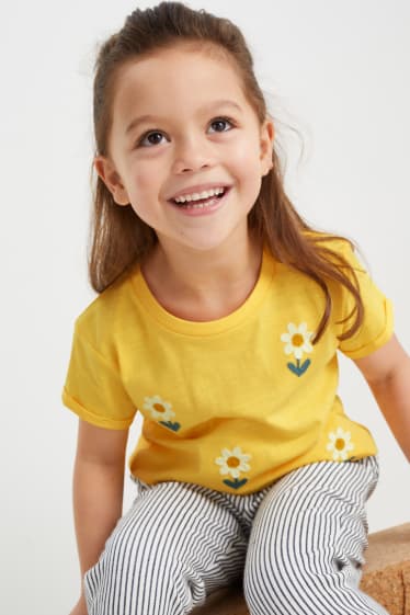 Kinder - Blume - Kurzarmshirt - gelb