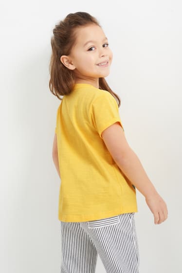 Dětské - Květinový motiv - tričko s krátkým rukávem - žlutá