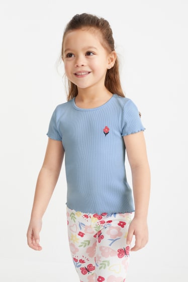 Bambini - Confezione da 2 - fiori - maglia a maniche corte - azzurro