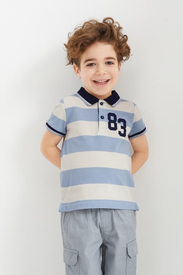 Kinder - Poloshirt - gestreift - hellblau