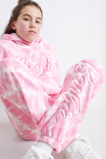 Kinderen - Barbie - set - hoodie en joggingbroek - 2-delig - met patroon - roze