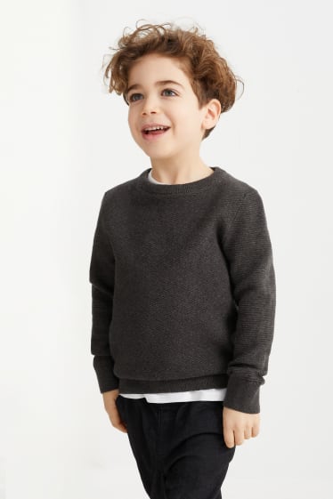 Kinder Jungen - Pullover - grau-melange