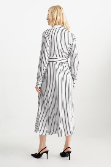 Women - Shirt dress - striped - white