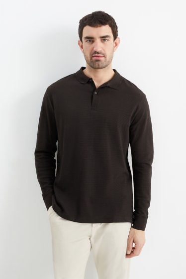 Men - Polo shirt - textured - black