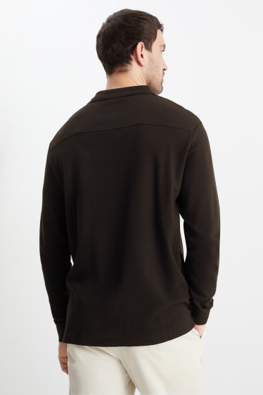 Heren - Poloshirt - met structuur - zwart