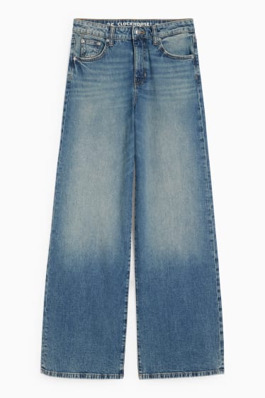 Dospívající a mladí - CLOCKHOUSE - wide leg jeans - mid waist - džíny - modré