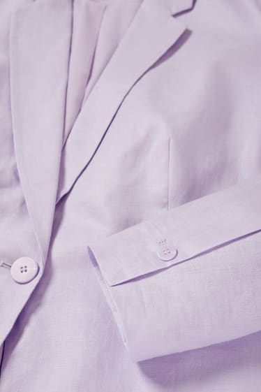 Donna - Blazer di lino - sciancrato - imbottito - viola chiaro