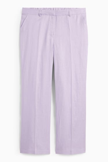 Dona - Pantalons de lli - mid waist - slim fit - violeta clar