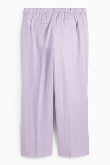 Donna - Pantaloni in lino - vita media - slim fit - viola chiaro