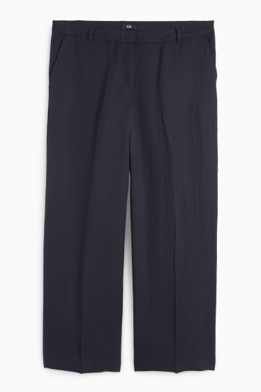 Dona - Pantalons de tela - mid waist - wide leg - blau fosc