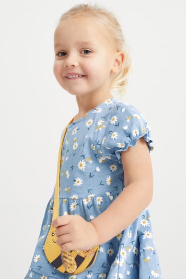Kinderen - Set - jurk en schoudertas - 2-delig - gebloemd - blauw
