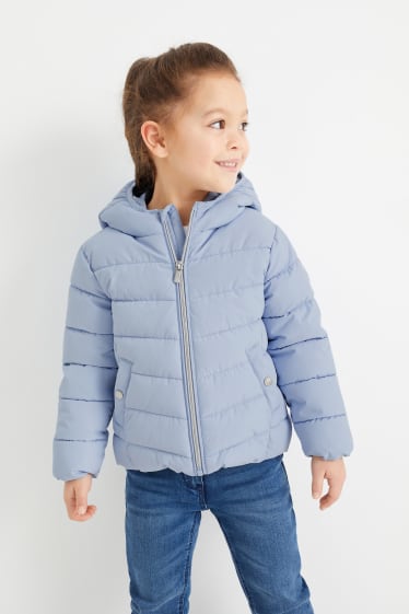 Children - Quilted jacket with hood - water-repellent - light blue
