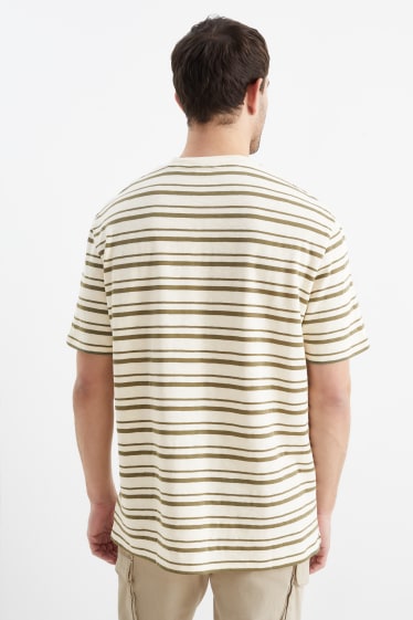 Uomo - T-shirt - a righe - beige / verde