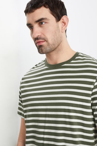 Hommes - T-shirt - à rayures - blanc / vert