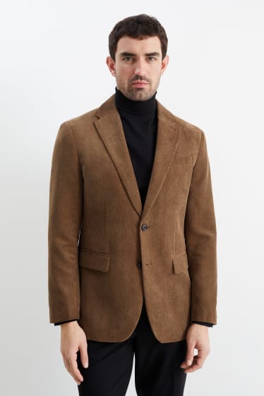 Men - Jacket - regular fit - textured - beige / brown