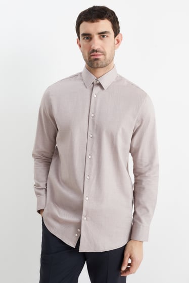 Heren - Oxford overhemd - regular fit - Kent - gemakkelijk te strijken - taupe