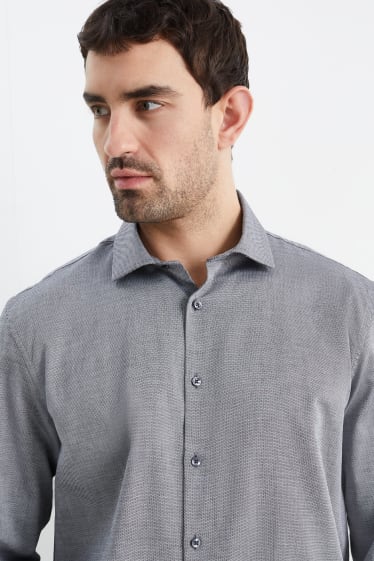 Uomo - Camicia business - regular fit - cutaway - facile da stirare - grigio