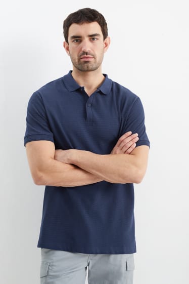 Heren - Poloshirt - met structuur - donkerblauw