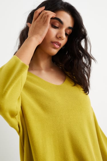 Femmes - Pullover basique à col V - jaune