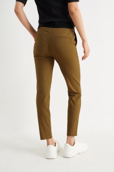 Kobiety - Spodnie materiałowe - średni stan - slim fit - kaki
