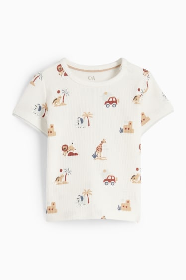 Babys - Safari - Baby-Kurzarmshirt - cremeweiss