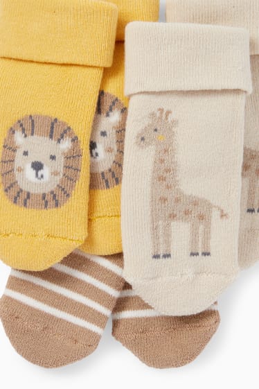 Neonati - Confezione da 3 - safari - calze con motivo per neonati - giallo