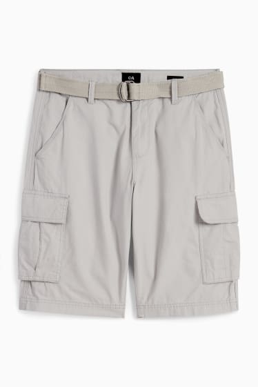 Hombre - Shorts cargo con cinturón - gris claro