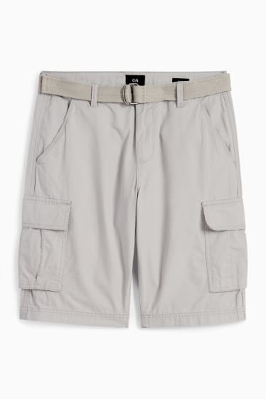 Hommes - Short cargo avec ceinture - gris clair