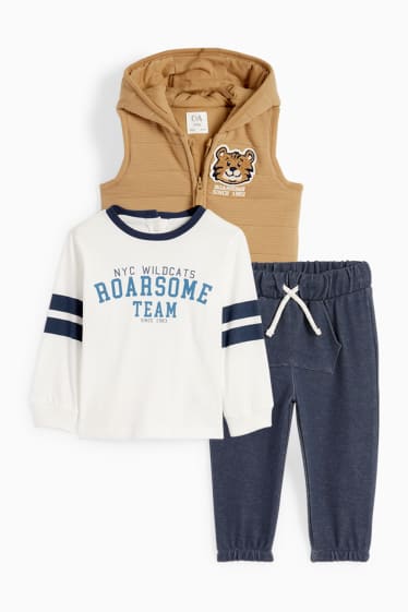 Baby: jongens - Tijger - baby-outfit - 3-delig - wit / beige