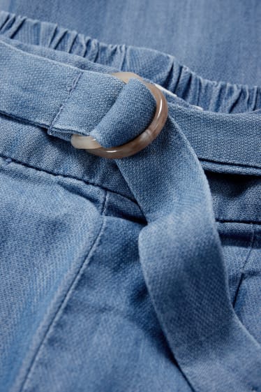 Kinder - Stoffhose mit Gürtel - Jeans-Look - blau