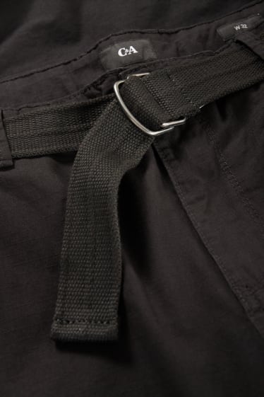 Pánské - Cargo šortky s páskem - černá