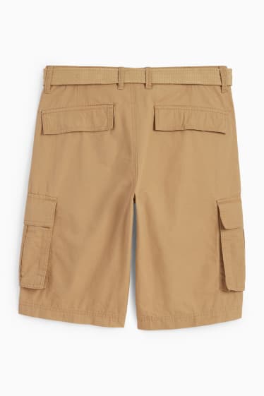 Heren - Cargoshorts met riem - lichtbruin