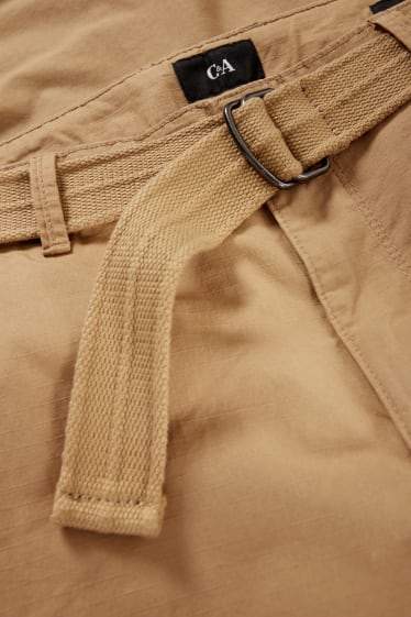 Hommes - Short cargo avec ceinture - marron clair