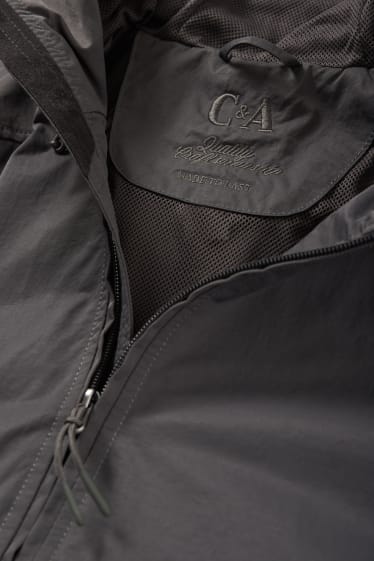 Men - Jacket with hood - water-repellent - dark gray