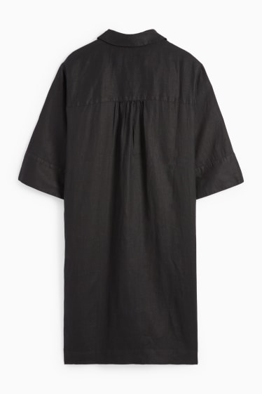 Mujer - Vestido camisero de lino - negro