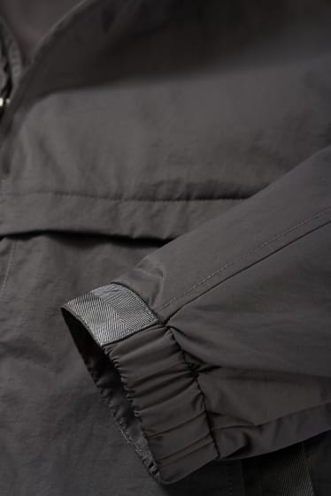 Men - Jacket with hood - water-repellent - dark gray