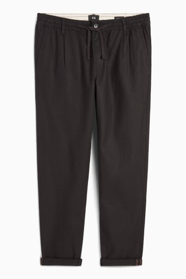 Hommes - Chino - tapered fit - lin mélangé - noir
