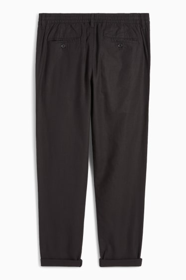 Uomo - Pantaloni chino - tapered fit - misto lino - nero