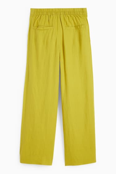 Femei - Pantaloni de in - talie înaltă - wide leg - galben