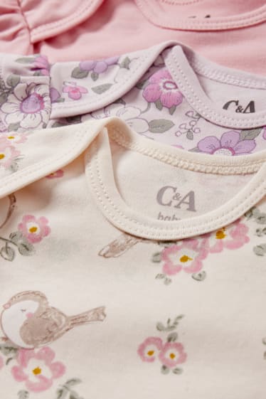 Baby Mädchen - Multipack 3er - Tiere und Blumen - Baby-Body - pink