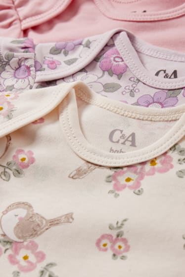 Bébés - Lot de 3 - animaux et fleurs - bodys pour bébé - rose