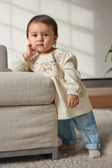 Bebés - Florecitas - camiseta de manga larga para bebé - blanco roto
