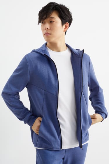 Pánské - Funkční tepláková bunda s kapucí - modrá
