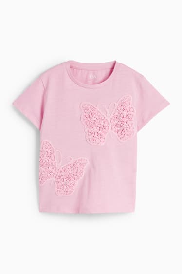 Kinderen - Vlinder - T-shirt - fuchsiarood