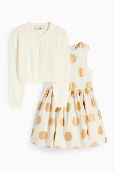 Children - Set - dress and cardigan - 2 piece - light beige