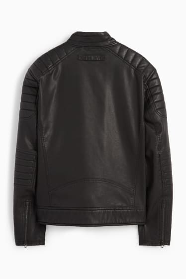Men - Biker jacket - faux leather - black