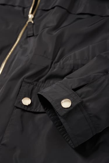 Damen - Mantel mit Kapuze - gefüttert - wasserabweisend - faltbar - schwarz