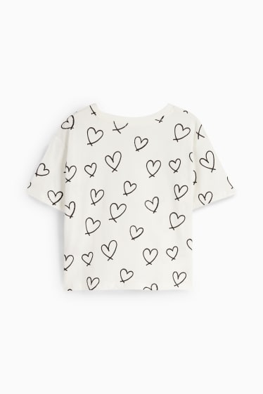 Niños - Corazones - camiseta de manga corta - blanco roto